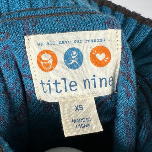 Title Nine Wool Blend Moto Knit Sweater XS Brown Teal Asymmetrical Zip Jacket - Picture 5 of 14